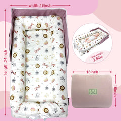 UGRASEA baby lounger pink zoo in-use nap-time setup offers cozy rest