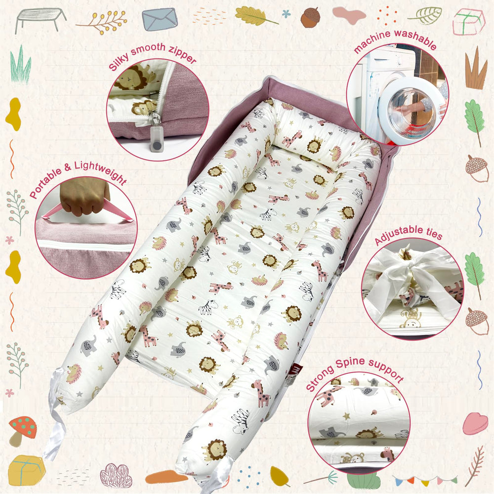 UGRASEA baby lounger pink zoo interior space for essential items while out