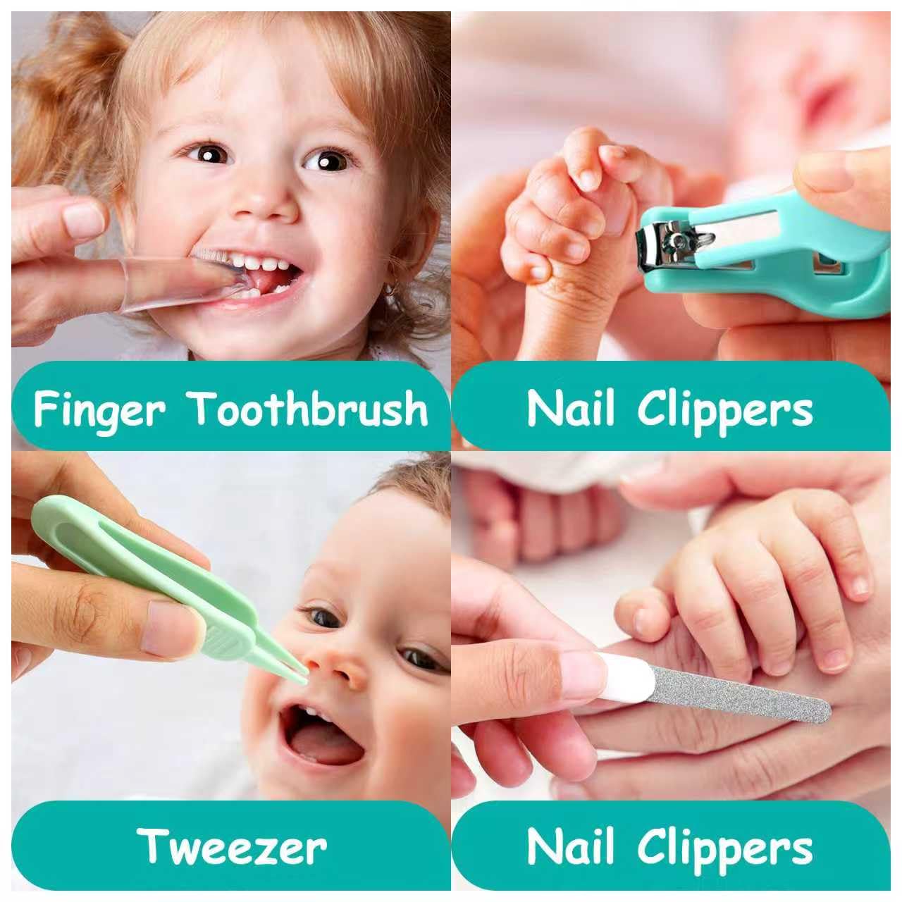 UHFi baby nail clippers close-up with burr-free design for soft nails.