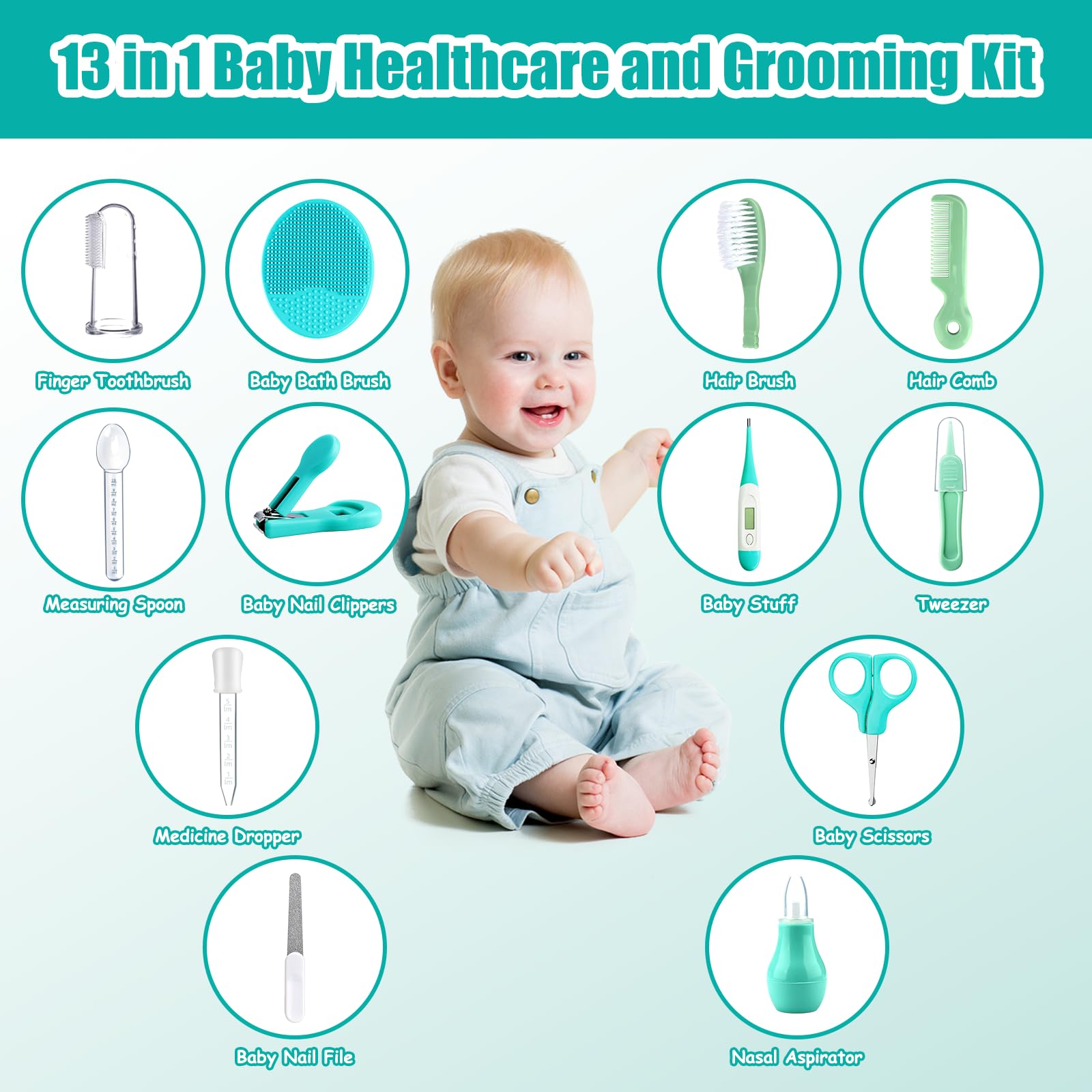 UHFi Baby Grooming Kit round teeth comb for safe, comfortable detangling.