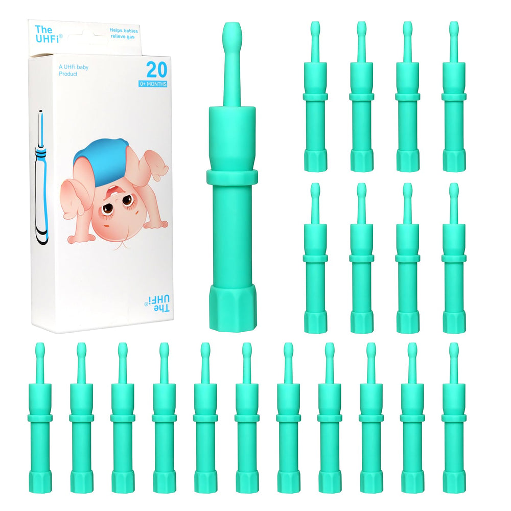 uhfi gas reliever for babies with soft silicone for gentle gas relief.
