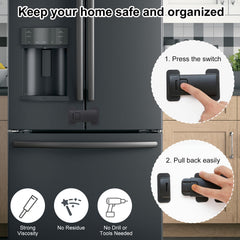 Uhimooi fridge lock close-up highlights sturdy ABS construction and durable design