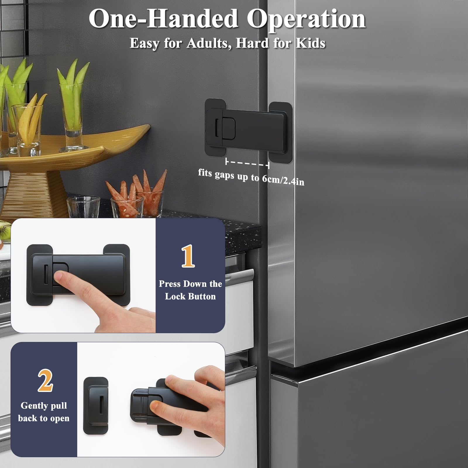 Uhimooi fridge lock adhesive application shows tool-free setup for quick security