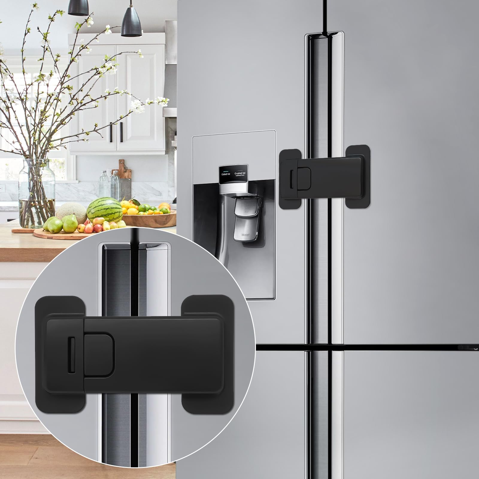 Uhimooi fridge lock matte black closed protects kids from fridge access