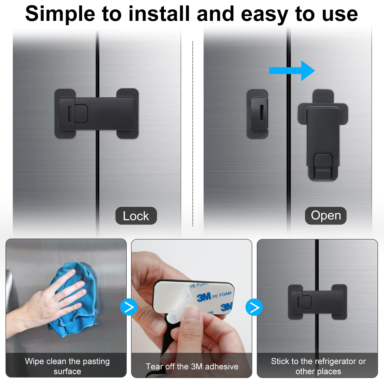 Uhimooi fridge lock no-drill design preserves appliance appearance