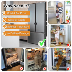 Uhimooi fridge lock peel-stick installation demonstrates tool-free setup