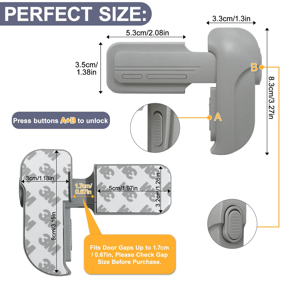 Uhimooi fridge lock fits uneven surfaces up to 0.6 inches for secure mounting.