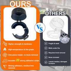 Uhimooi stove knob covers installed on stove illustrate tool-free safety.