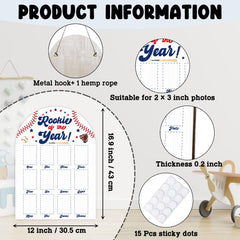UIBOVA Baseball My First Year Photo Board hanging hook setup enables effortless wall display.