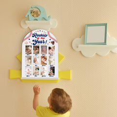 UIBOVA Baseball My First Year Photo Board placed in the nursery room decor creates warm memories.