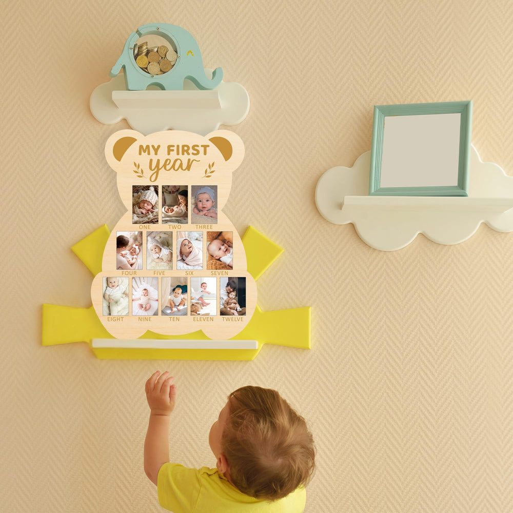 UIBOVA Bear board displays baby's growth moments in a cozy space