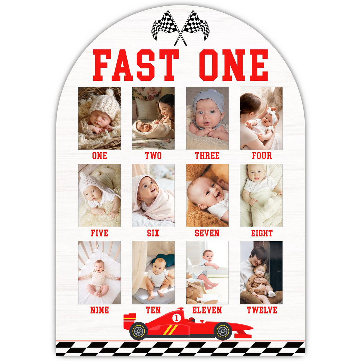 UIBOVA Fast One Photo Board wall display showing baby milestones clearly