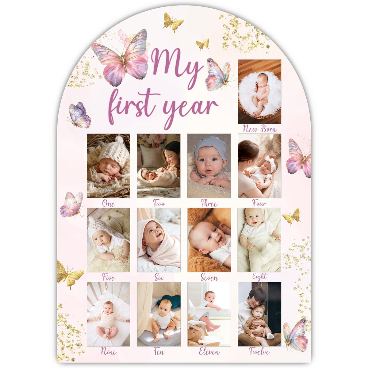 UIBOVA My First Year Photo Board front view highlighting photo capacity for milestones