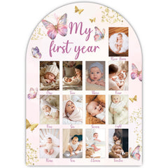 UIBOVA My First Year Photo Board front view highlighting photo capacity for milestones