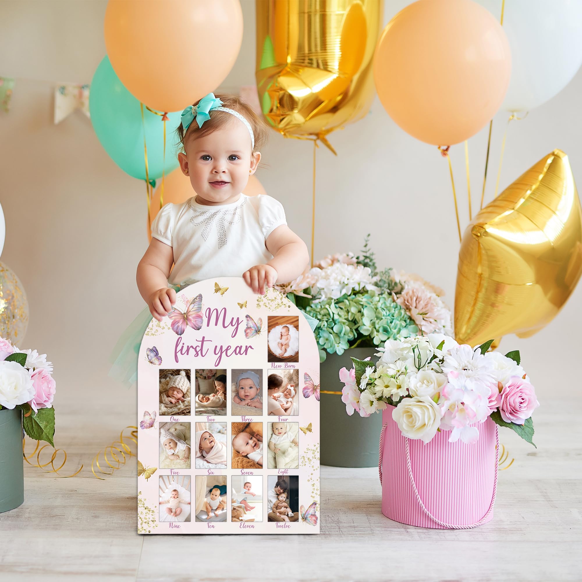 UIBOVA My First Year Photo Board gift-ready display for baby celebrations
