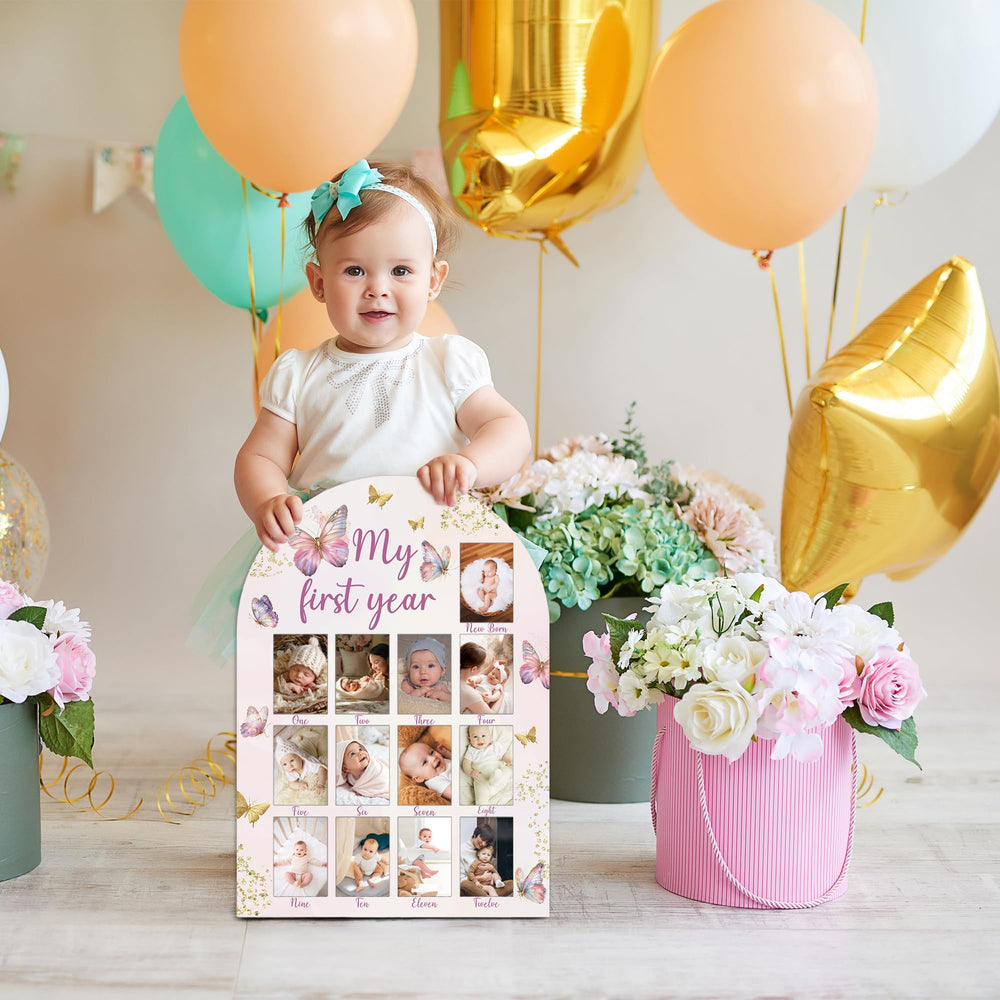 UIBOVA My First Year Photo Board gift-ready display for baby celebrations