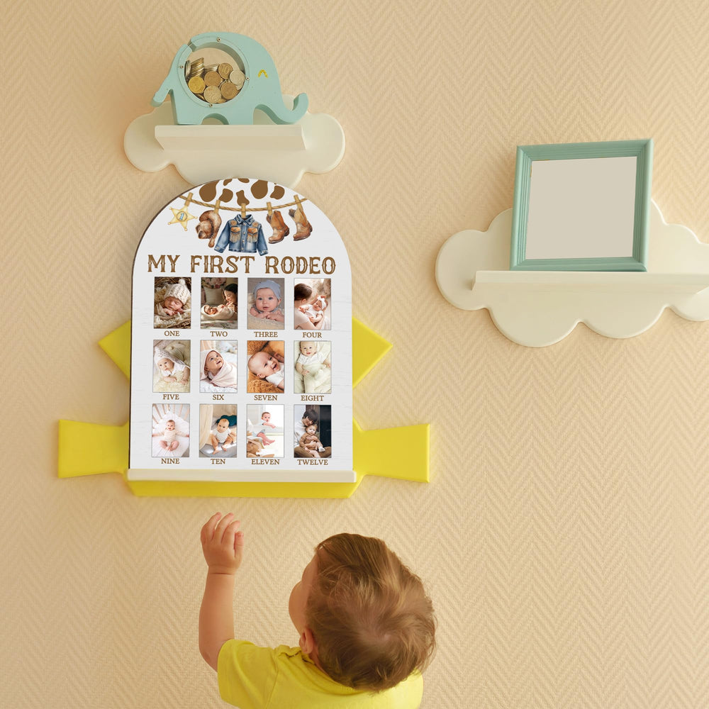 UIBOVA photo board with two hooks and rope ready for easy hanging decor.