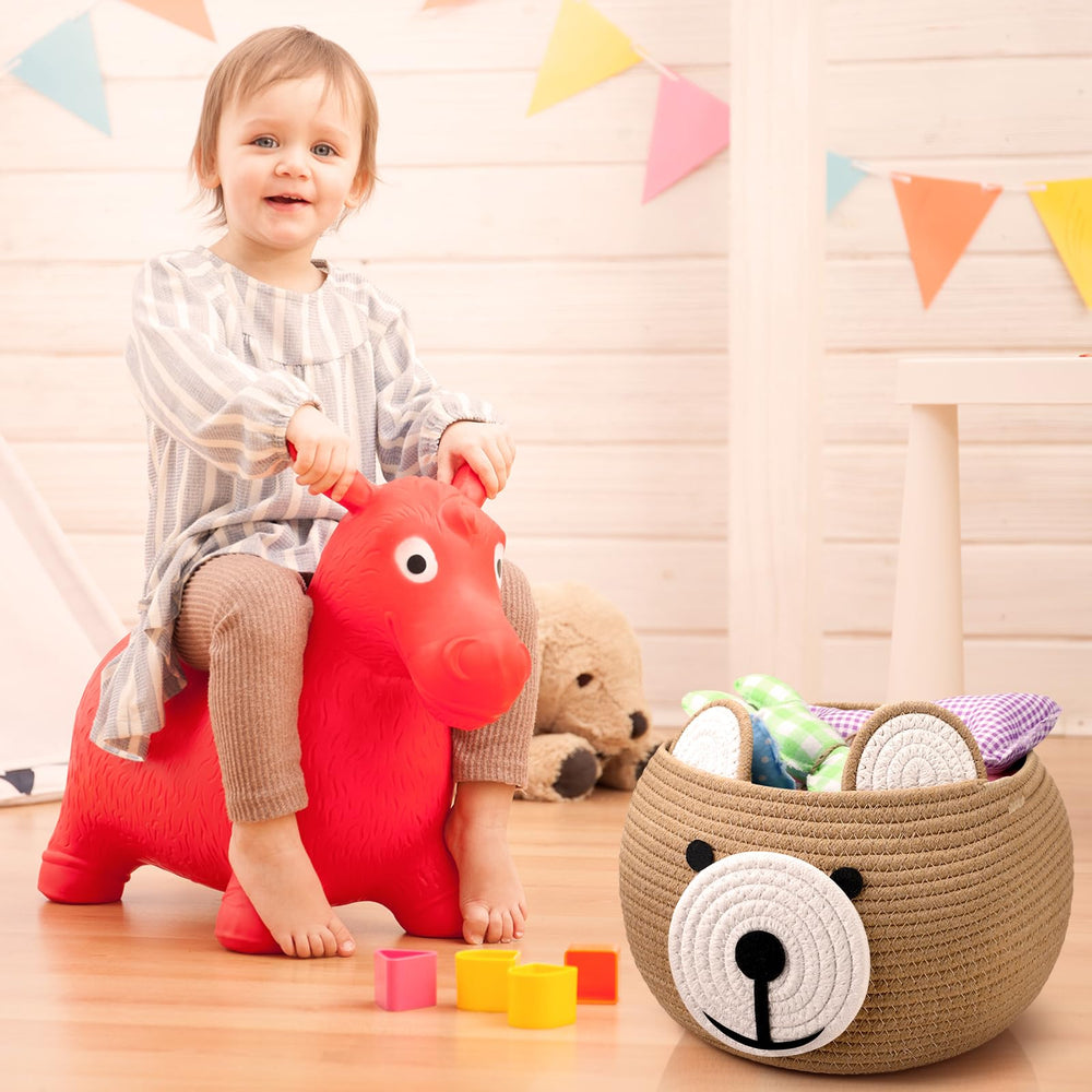 Uiifan round baby baskets for diapers, wipes, and small essentials.