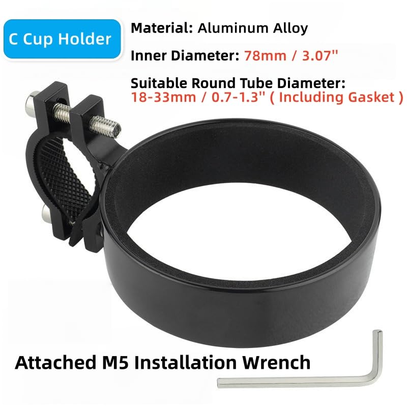 UIVXXUD Premium cup holder with C-size wide-diameter mount fits more handlebars securely.