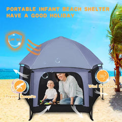 UJUJIA play yard interior shows spacious 61-inch space for multiple kids.