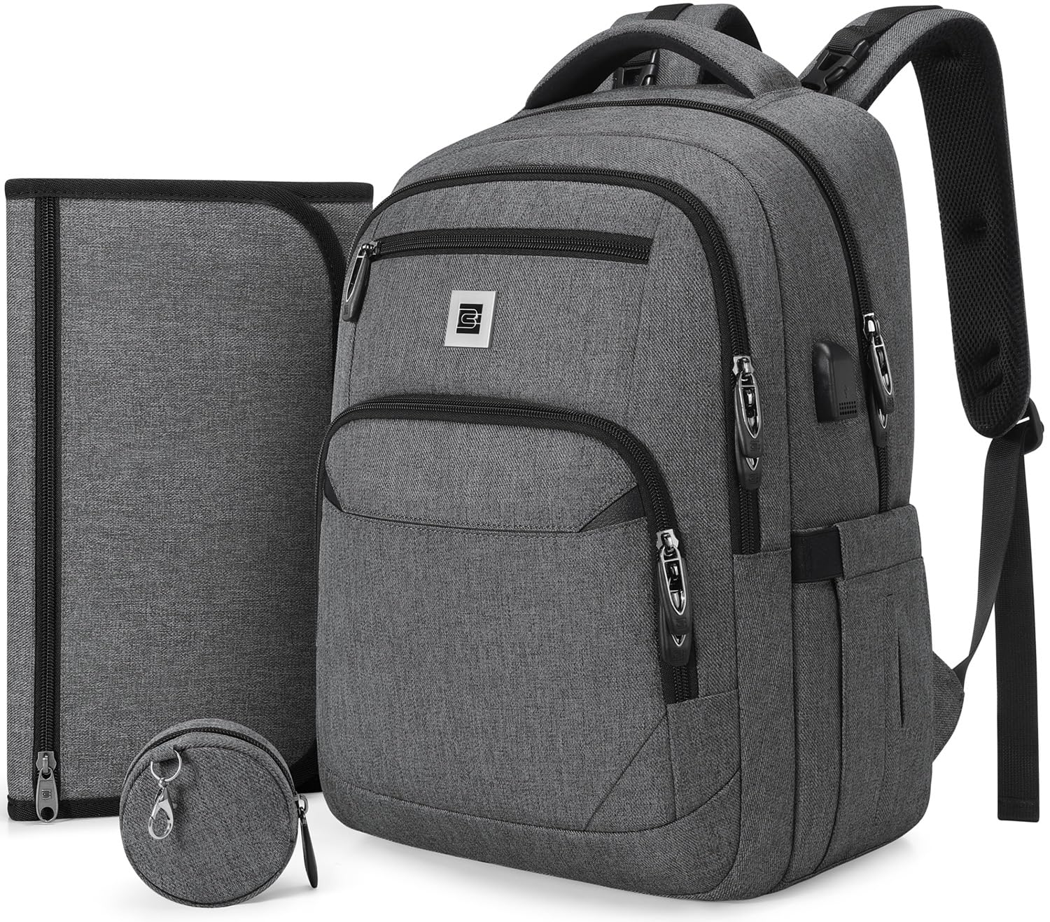 UKEIN diaper bag backpack front view with organized storage for baby essentials