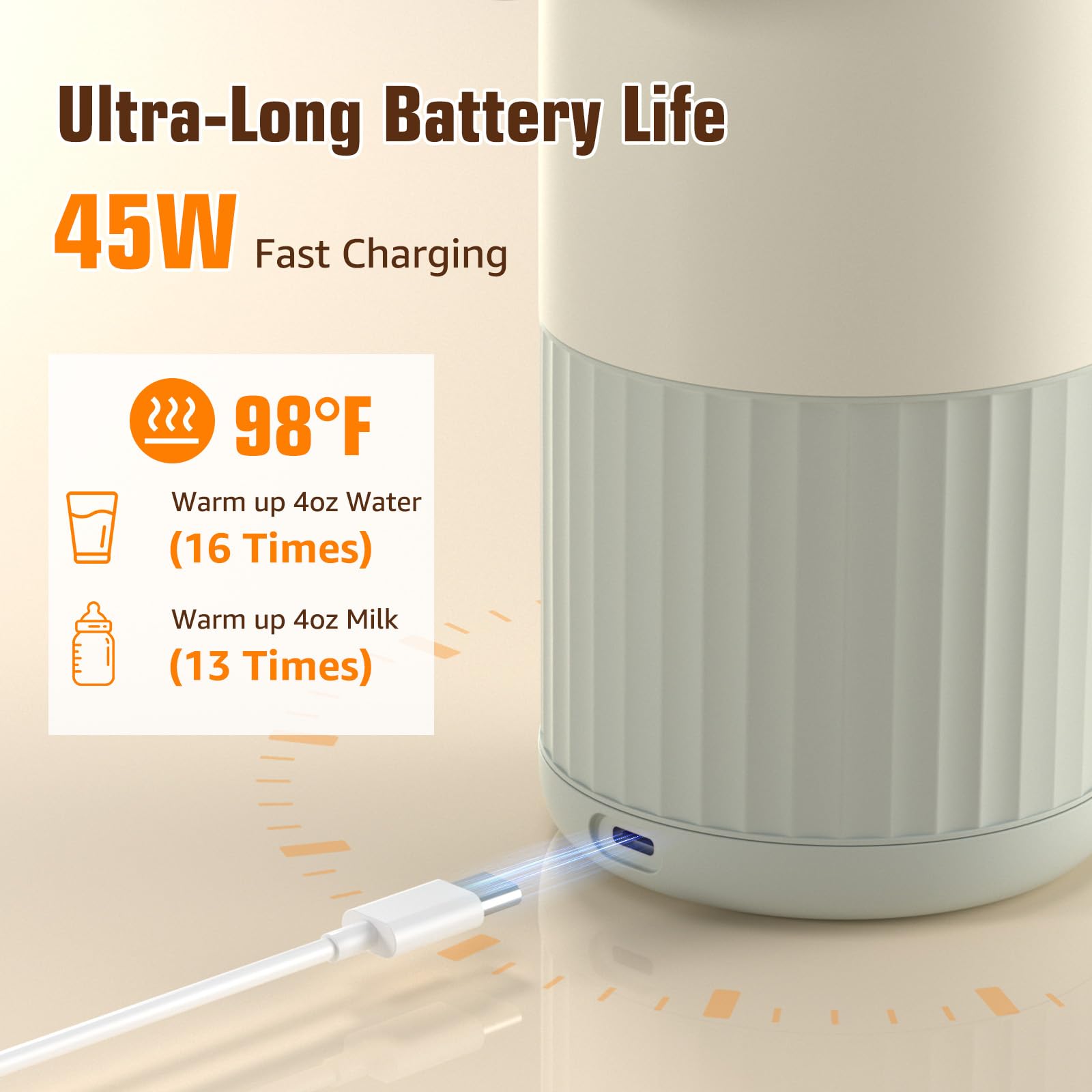 UKEXE warmer heat test demonstrates 4oz milk reaching 98°F quickly
