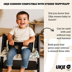 UKJE cushion for Stokke Tripp Trapp forest backrest shows easy-clean laminated surface