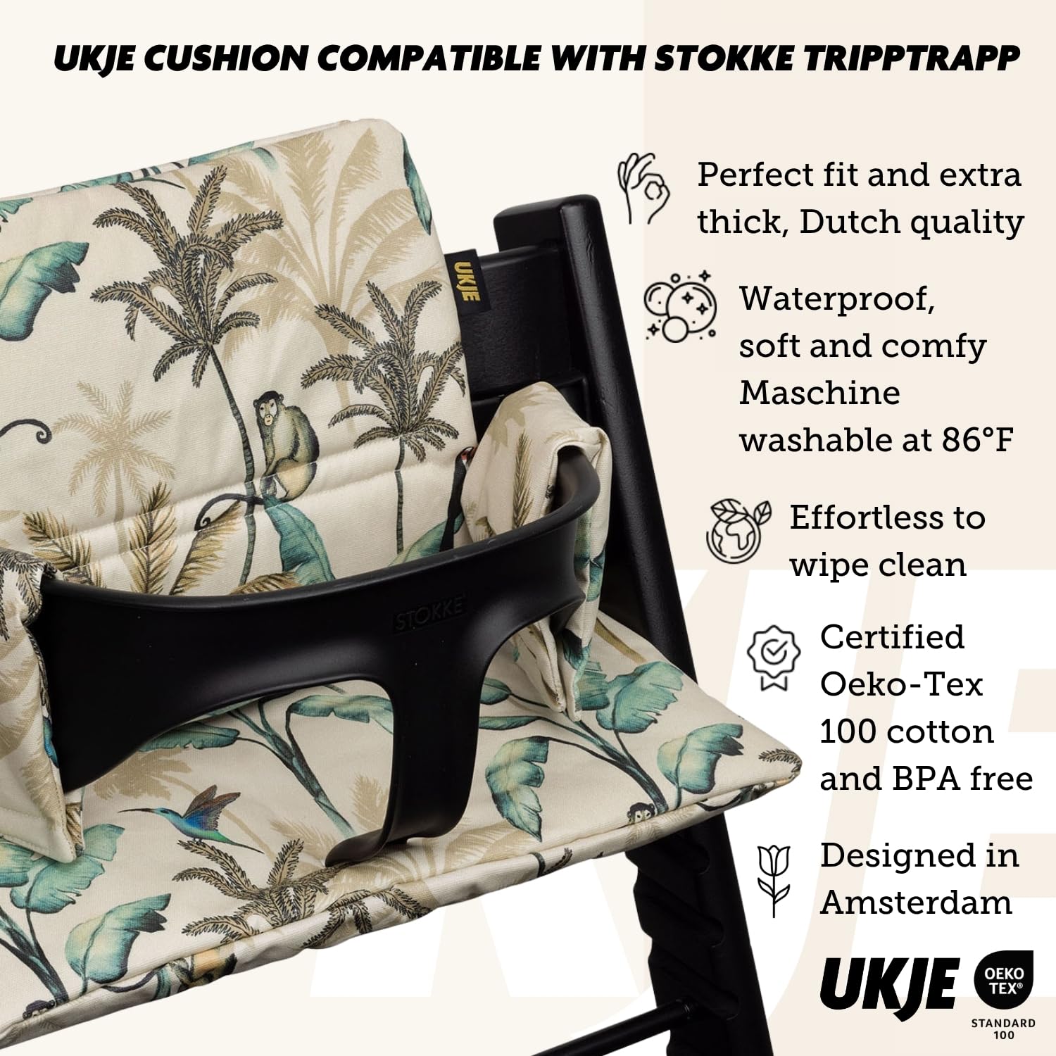 UKJE cushion for Stokke Tripp Trapp forest seat for comfortable mealtime seating