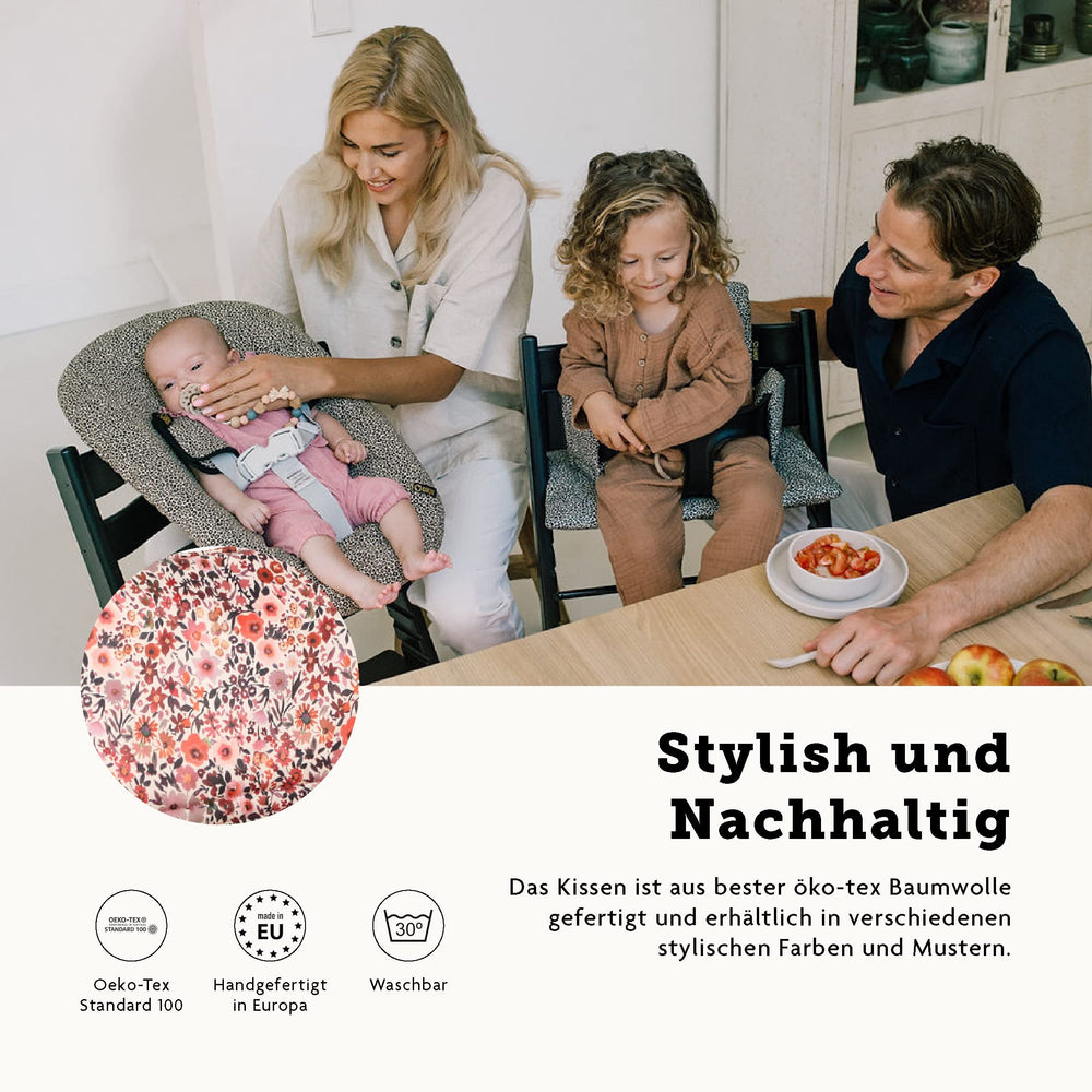 UKJE cushion pink-flowers dining-mealtime, stylish high chair accessory.