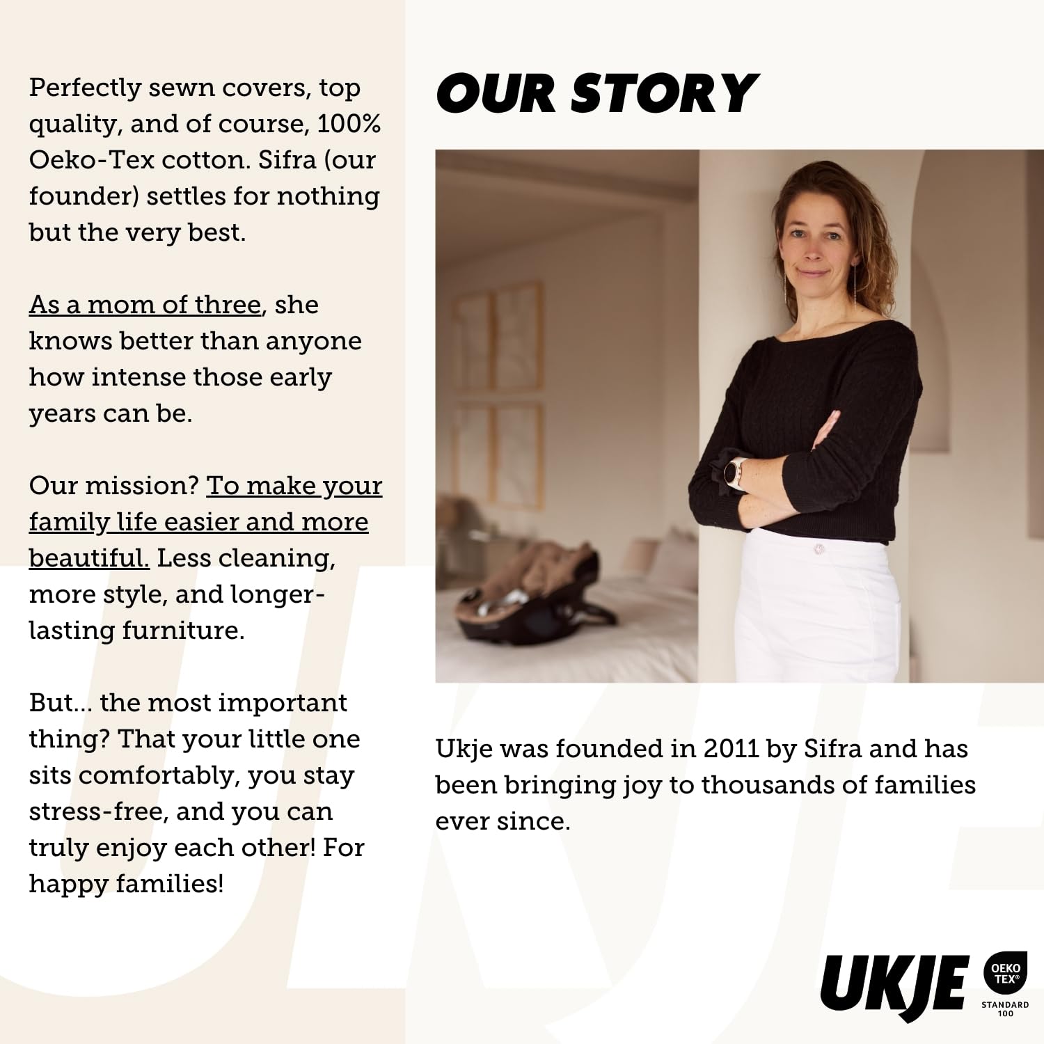 UKJE cushion wipe-clean surface facilitates fast cleanup during snacks.