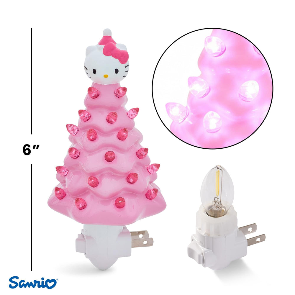 Ukonic Sanrio Hello Kitty pink 6-inch nightlight Santa hat detail showcases playful seasonal decor.