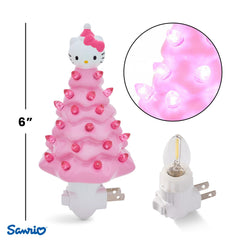 Ukonic Sanrio Hello Kitty pink 6-inch nightlight Santa hat detail showcases playful seasonal decor.
