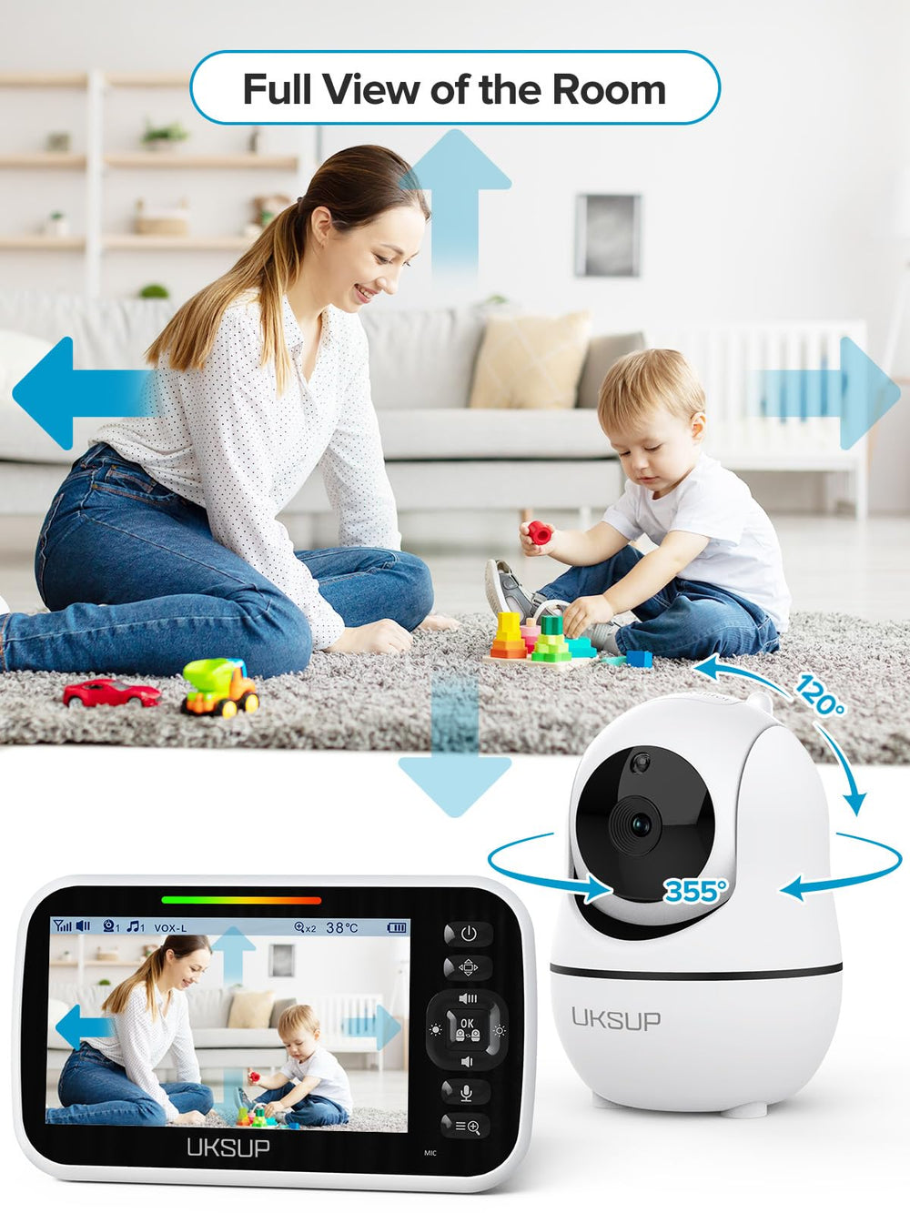 UKSUP SM663V2 night vision captures baby in low light with infrared clarity.
