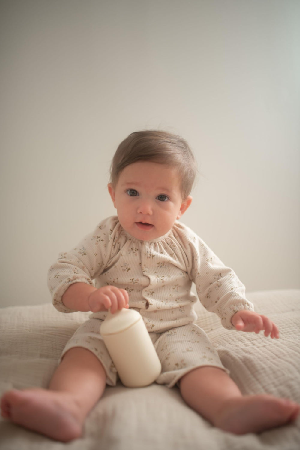 Ullabelle cups beige with soft spout for gentle sipping and learning.