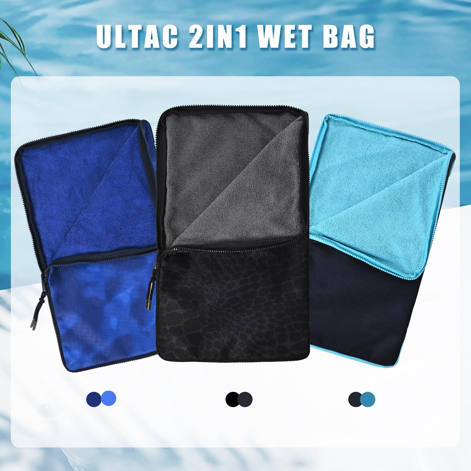 ULTAC Wet Bag features embedded towel area for quick wipe-down.
