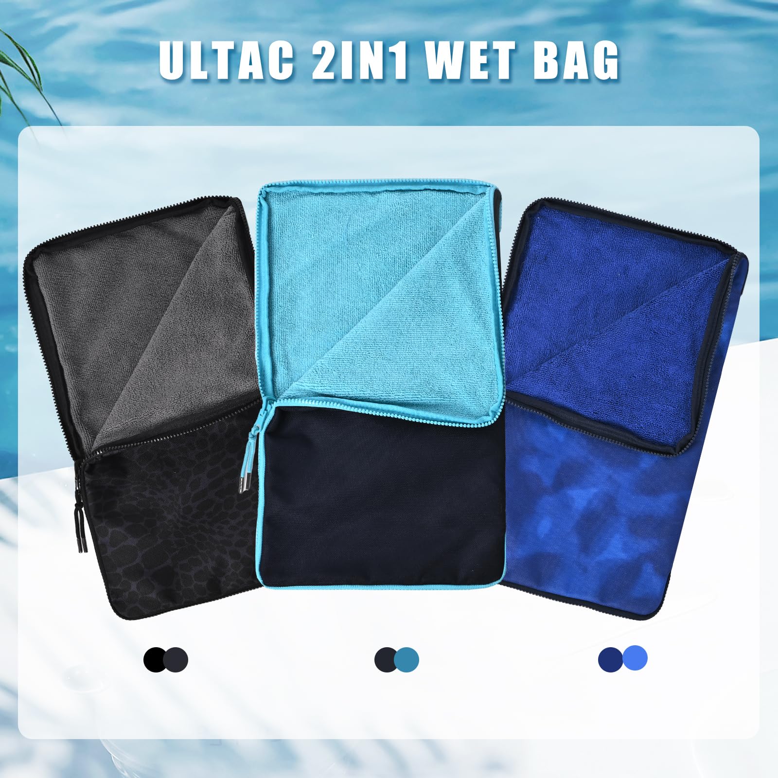 ULTAC Wet Bag leakproof waterproof exterior protects contents during travel and workouts