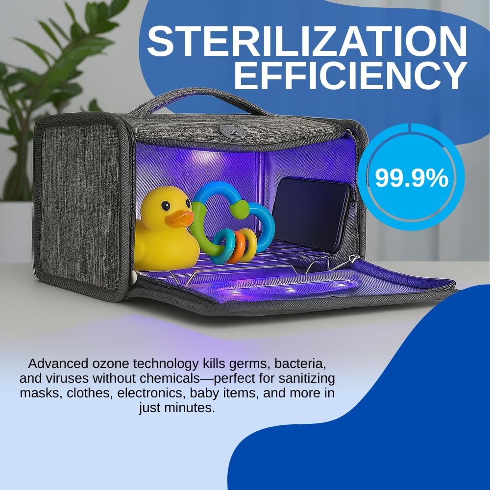 Ultimaxx USB-powered sterilizer bag connected to a laptop for flexible use.