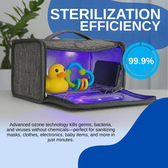 Ultimaxx USB-powered sterilizer bag connected to a laptop for flexible use.