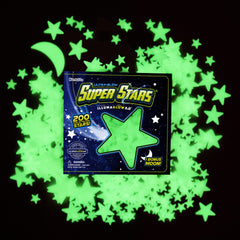 Ultra-Glow Super Stars 200 glowstars create a vivid ceiling constellation after dark.