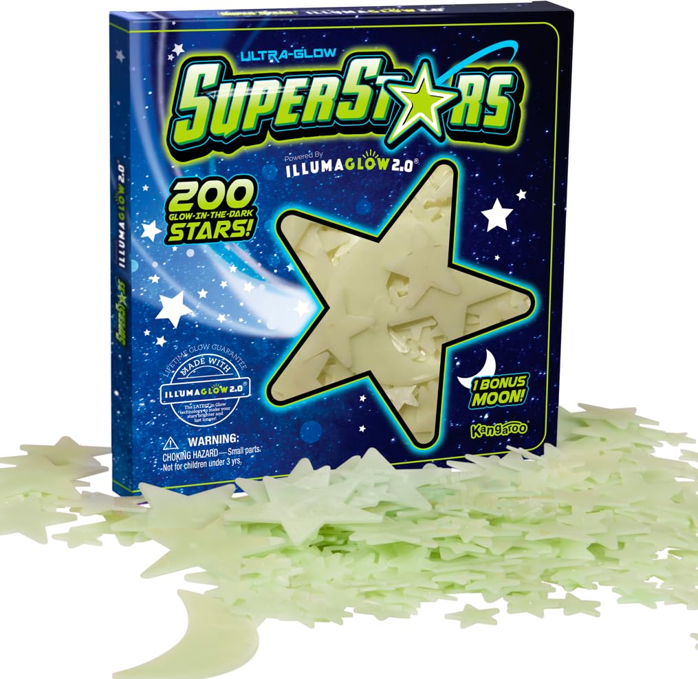 Ultra-Glow Super Stars glow stars kit installation enables quick bedroom setup and soft nighttime illumination.