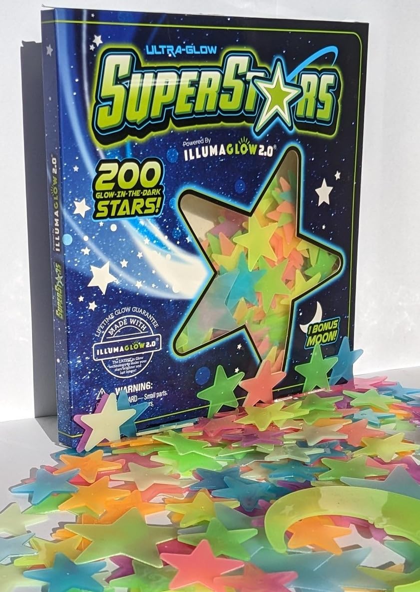 Ultra-Glow Super Stars removable wall stickers detach cleanly without wall damage