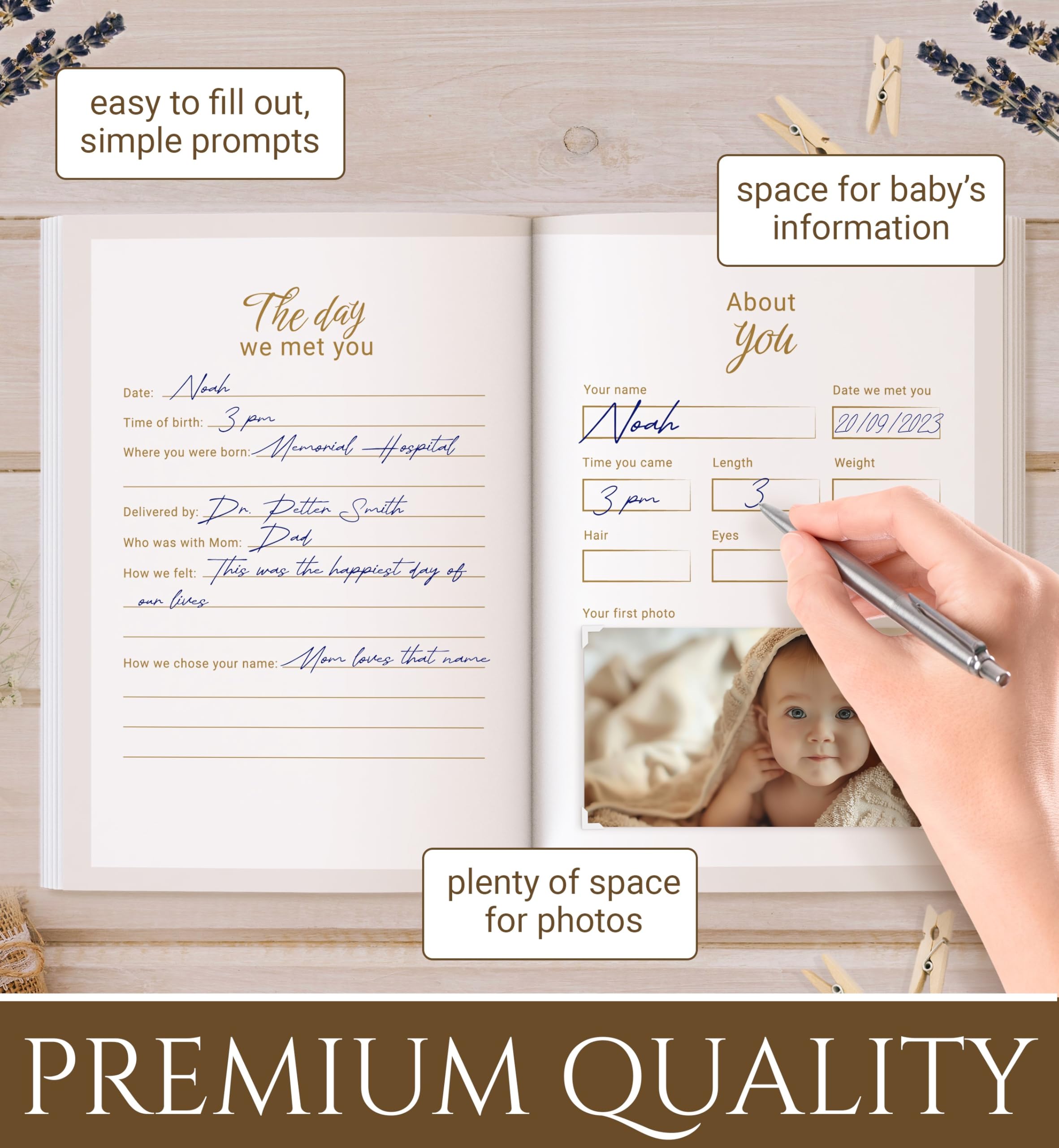 UM Novelties baby photo pages layout helps organize memories with clear captions.