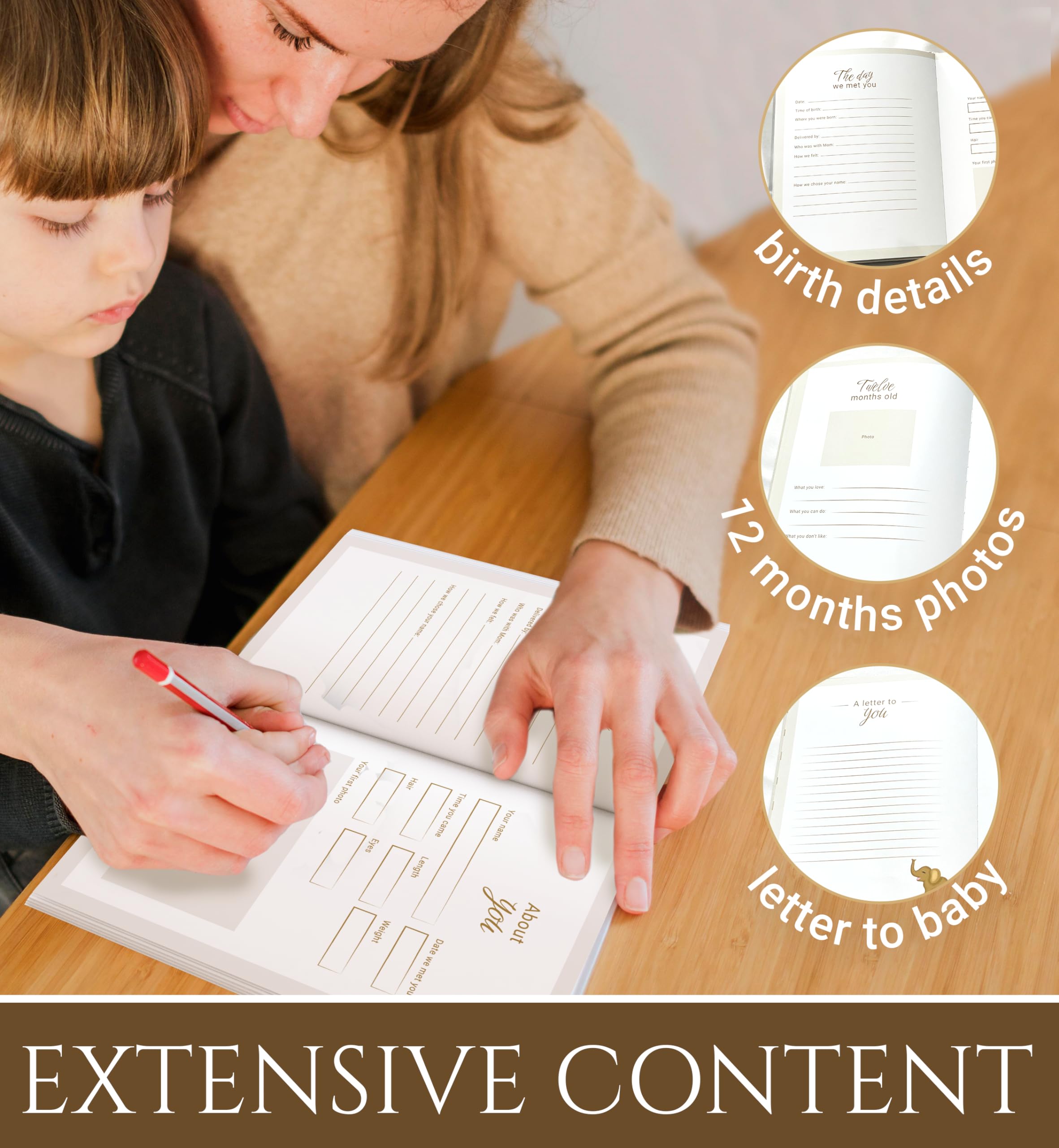 UM Novelties baby's first year book spine shows subtle elegance matching modern nurseries.