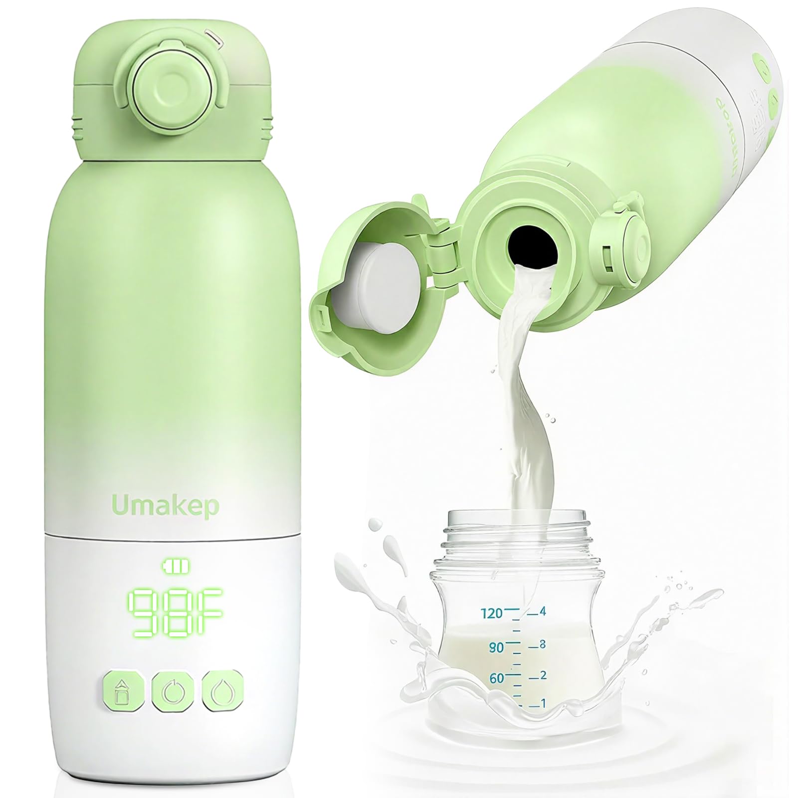 Umakep portable bottle warmer in compact size for travel-ready feeding.