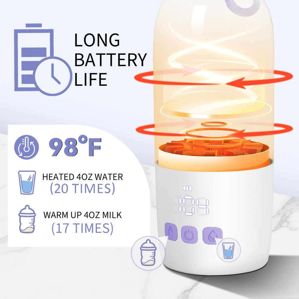 Umakep portable bottle warmer cordless battery enables on-the-go convenience.