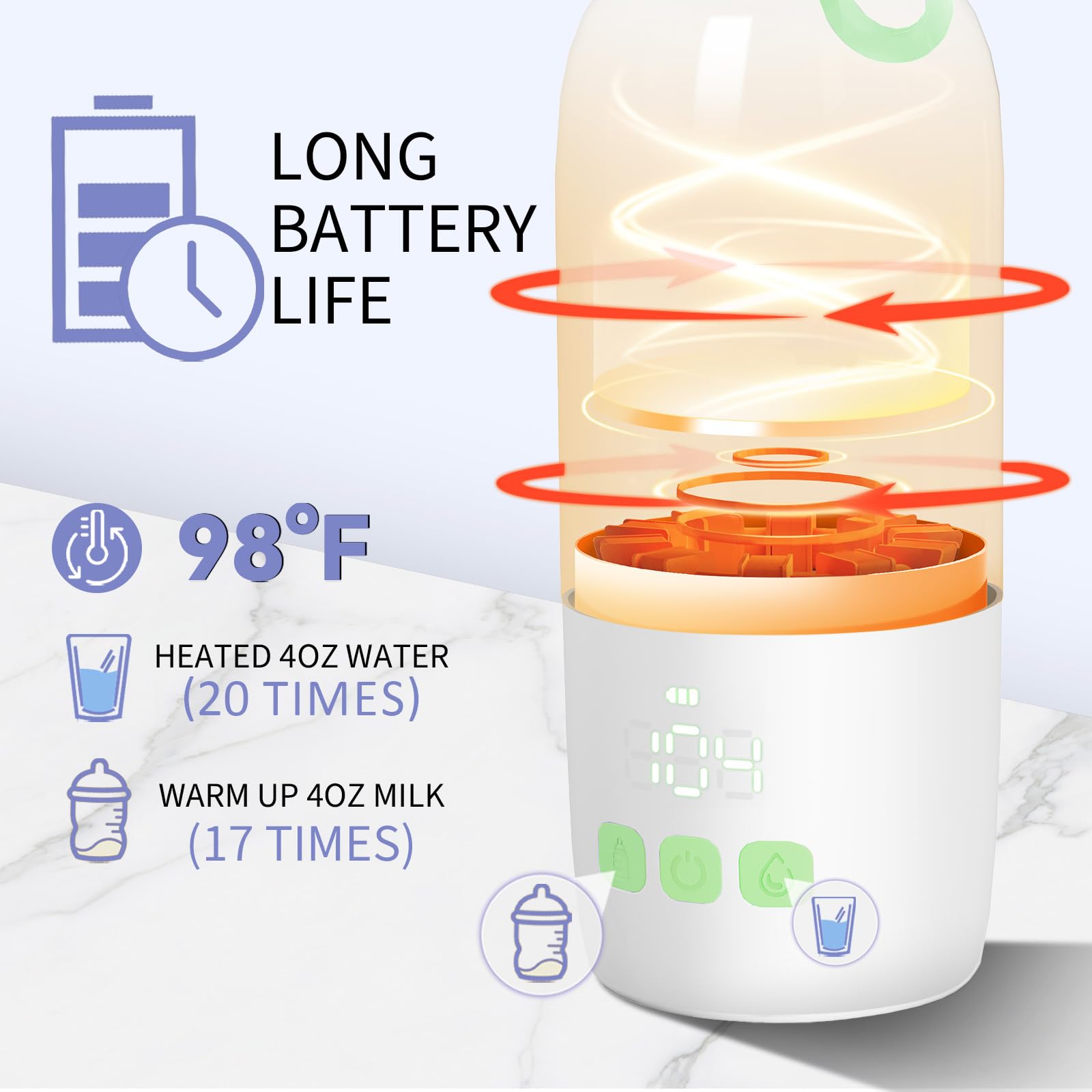 Umakep bottle warmer displays real-time temperature on LED screen for precise heating.