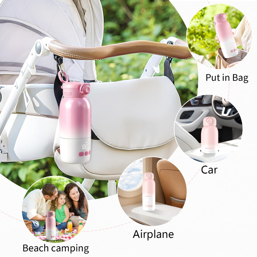 Umakep pink bottle warmer adds cheerful style to travel feeding