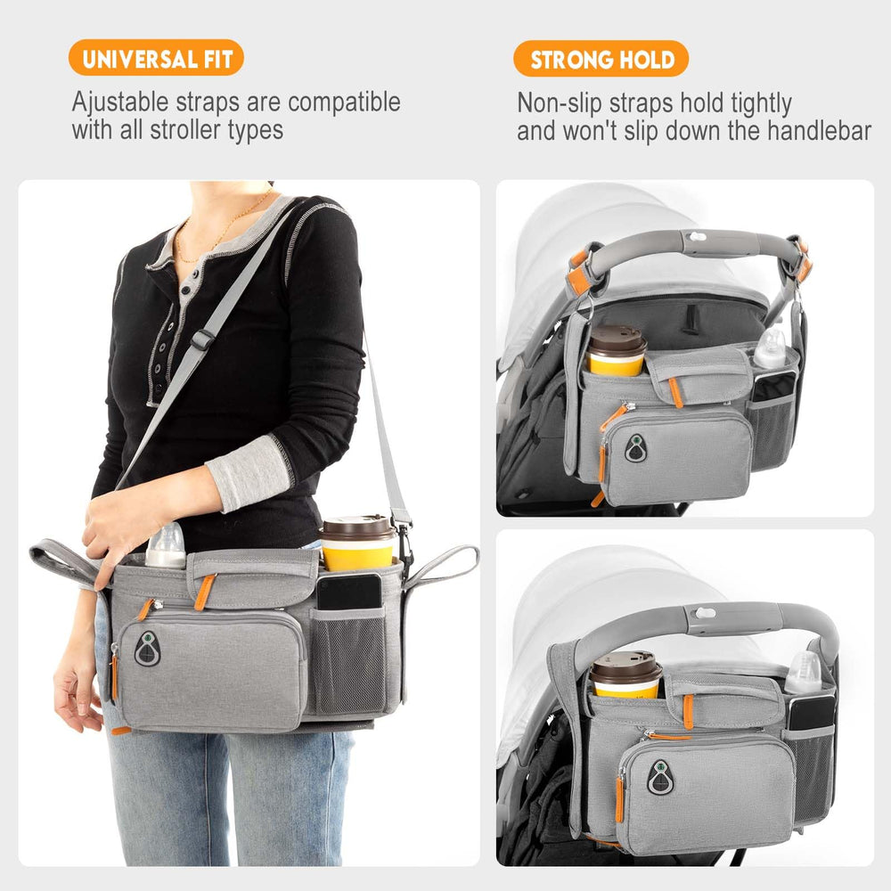 UMBEIBEI stroller organizer with detachable bag for quick phone and wallet access