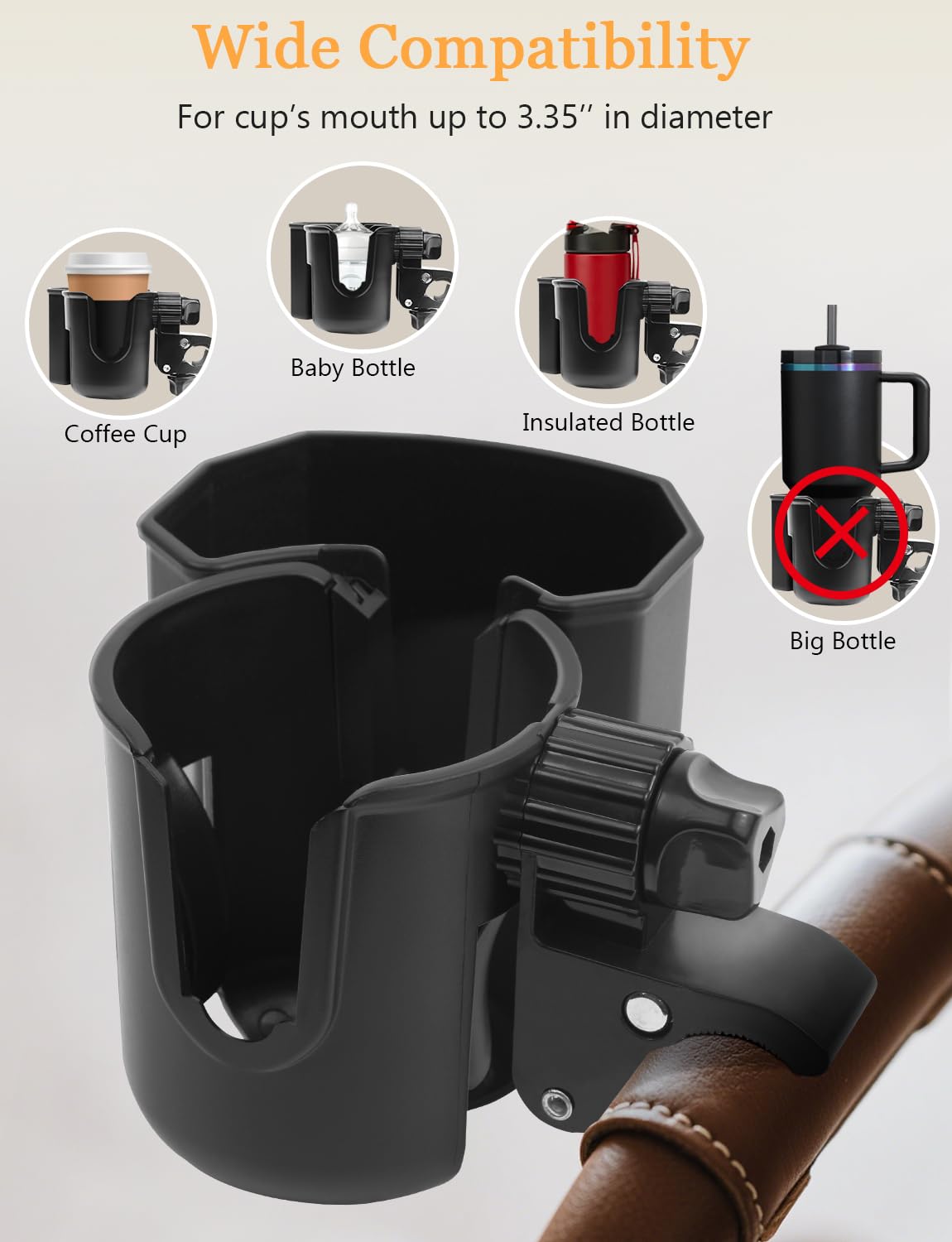 UMBEIBEI cup holder rotated 360 degrees for easy access to items.