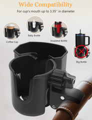 UMBEIBEI cup holder rotated 360 degrees for easy access to items.
